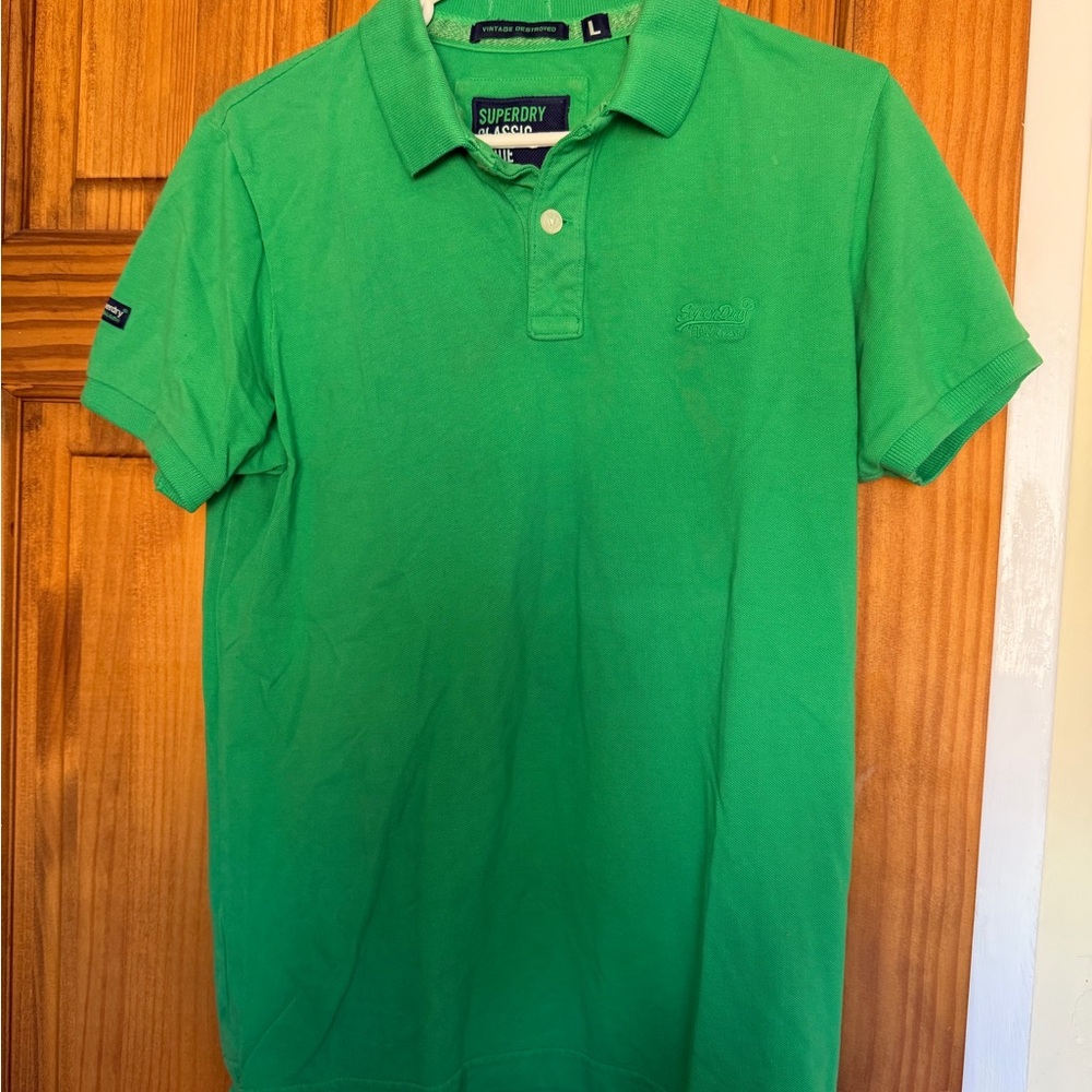 Superdry Men's Bright Green Pique Polo Shirt